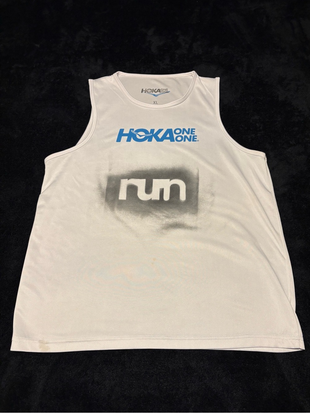 Hoka One One run graphic white tank top sleeveless shirt size mens XL